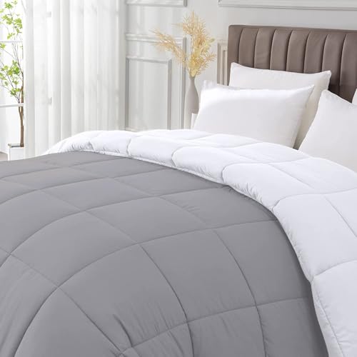 Image of Razzai All-Season Comforter 220 GSM | Super Soft Fluffy & Lightweight Comforter Double Bed Comforter (92 inch x 106 inch Inches /233cm x 269cm) - King Size Comforter |Silver /White