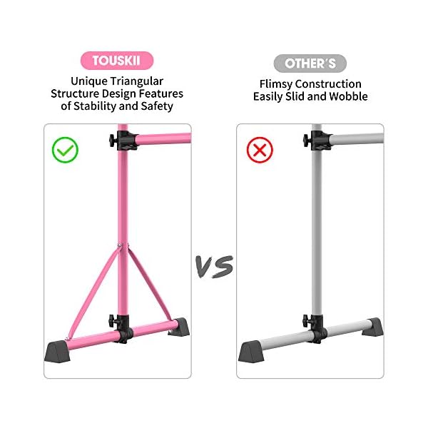 TOUSKII-Ballet-Barre-Portable-for-Home-Kids-Ballet-Bar-Adjustable-Double-Freestanding-Ballet-Exercise-Equipment-4FT-Dance-Bar-for-Women-with-Adjustable-Stretcher-for-Dancing-Stretch-250LB-Capacity TOUSKII Ballet Barre Portable for Home, Kids Ballet Bar Adjustable Double Freestanding Ballet Exercise Equipment, 4FT Dance Bar for Women with Adjustable Stretcher for Dancing Stretch, 250LB Capacity