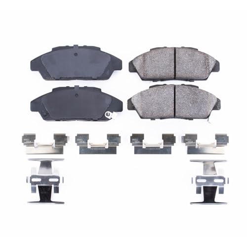 Image of PowerStop Front Brake Pads for Honda Accord 1990-93 - Z17 Ceramic Brake Pads with Installation Hardware, 17-496