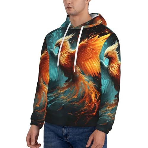 Men's Fleece Pullover Hoodie Long Sleeve Hooded Fire and water phoenix Sweatshirt Casual Shirts With Pockets XX-Large Black3