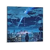 Generic Kimi No Na Wa，your Name ，Japanese Anime Movie Poster (2) Poster Decorative Painting Canvas Wall Art Living Room Posters Bedroom Painting 12x12inch(30x30cm), Frame-style