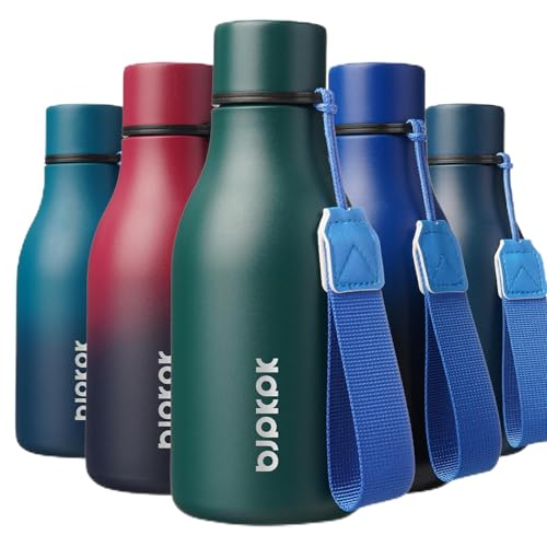 Image of BJPKPK Insulated Water Bottles, 12oz Stainless Steel Metal Water Bottle with Strap, BPA Free Leak Proof Jugs, Mugs, Flasks, Reusable Thermal Flasks for Sports & Travel, Army Green