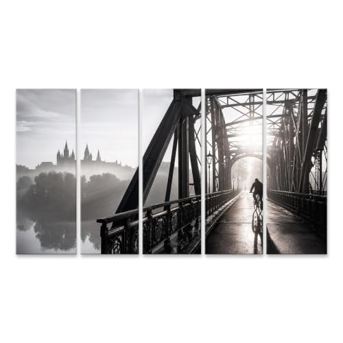 Tableau sur toile cycliste pour habiller un grand mur vide salon aube mystique XXL