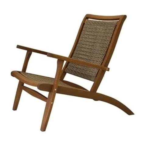 Outdoor Interiors All Weather Eucalyptus Driftwood Patio Lounger Chair, Grey Wicker Cover