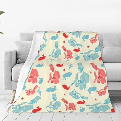 Manta de forro polar ultrasuave con estampado de conejo mago, manta micromullida de lujo, acogedora y cálida para cama, sofá, y viajes