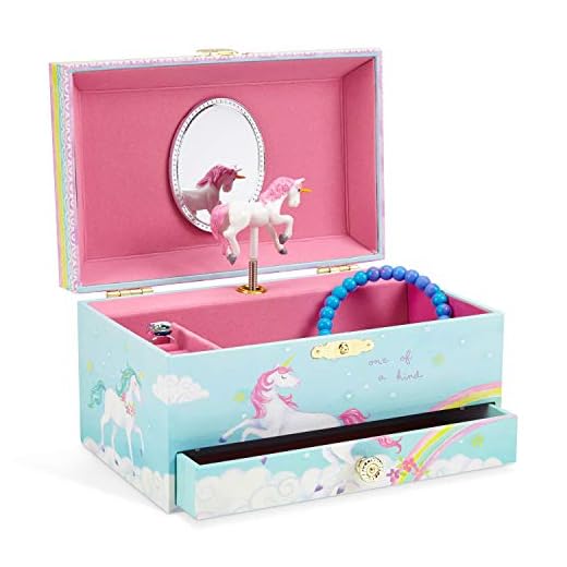 Jewelkeeper - Joyero Musical con Unicornio y Arco Iris, Equipado de un Cajón Extraíble - Melodía The Unicorn