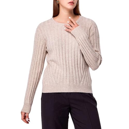 Simple&Opulence Women's Long Sleeve Cashmere Sweaters Cable Knit Crewneck Pullover Sweaters Tops Breathable and Comfortable