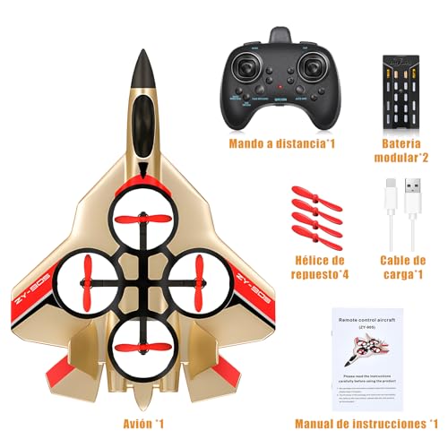 JONRRYIN Avión Teledirigido, 2.4 GHz Aviones de Radiocontrol con Baterías y Estabilizador de Giroscopio de 4 Ejes, Avión RC Juguete con Luz LED para Principiantes Niños Adultos (G) - imagen 7