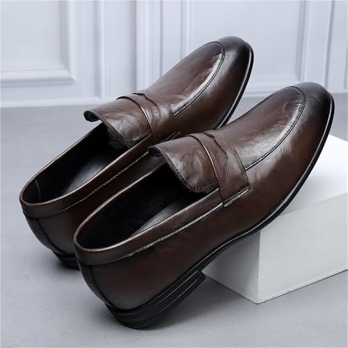 Men's Prom Shoes Faux Leather Office Vintage Solid Color Round Toe Casual Non Slip Block Heel Anti-Slip Shoe Slip On3