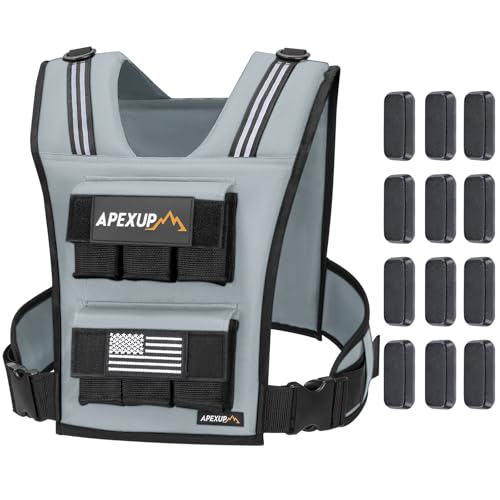 Image of APEXUP Adjustable Weighted Vest Men 20lbs /30lbs /40lbs Weights with Reflective Stripe, Weight Vest Woman Workout Vest for Strength Training Running Walking