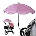 Ryoizen Parapluie Parasol Poussette Universal 50+ UV Ombrelle Parapluie de Protection Solaire pour bébé et Nourrisson avec poignée Parapluie pour Landau Poussettes(Rose，75cm)