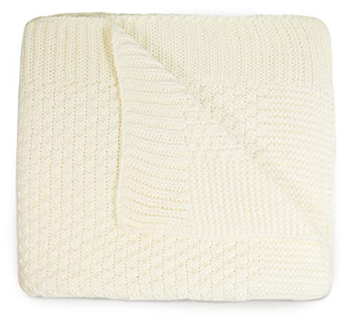 Cute New York Premium Soft Cotton Cable Knit Baby Blankets, Receiving Blanket, Baby Nursery & Stroller Blanket For Boys And Girls/Unisex/Infant/Newborn (Classic Cotton White) #TOP20
