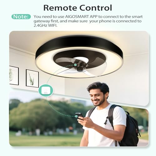 Aigostar- Ventilatore Da Soffitto Smart Con Luce, Compatibile Con Alexa, Led 40W, 4400LM, 2700K-6500K Dimmerabile, Plafoniera Ventilatore Soffitto Con Telecomando E Gateway, 6 Velocità, φ50Cm,2 Unità - 4