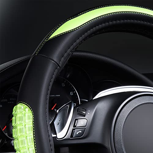 Flying Banner car Steering Wheel Cover Gel Massage Velvet Cool Warm Universal Size 15 inches SUV Truck Anti Slip Odorless Summer Winter (Black Mint Green, Gel Massage) by Flying Banner - Image 4