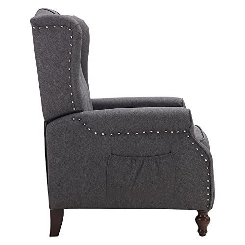 Consofa Wingback Recliner Chair With Massage And Heat Tufted Fabric Push Back Arm Chair For Living Room Vintage Recliner Chair With Remote Control, Padded Cushion, Backrest, Wooden Legs #TOP6