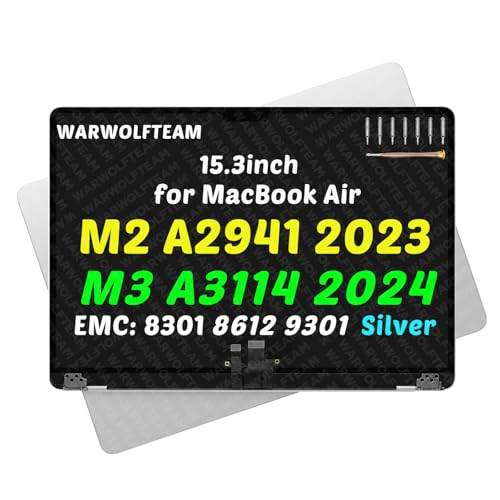 Image of 15.3inch Compatible with MacBook Air Retina A2941 2023 M2 EMC 8301 A3114 2024 M3 EMC 8612 EMC 9301 2880 x 1864 LCD Screen Display Replacement Complete Assembly (Silver)