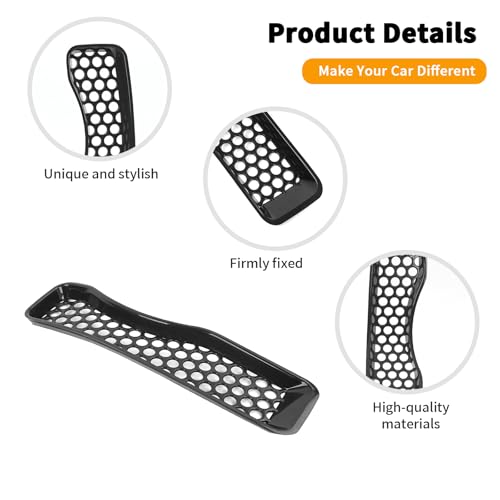 Image of Hoolcar Front Grill Insert Cover Trim Kit Compatible with Jeep Wrangler JL JLU 2018-2024 2025 Front Honeycomb Grille Cover Guard Exterior Accessories, Black, 7 PCs