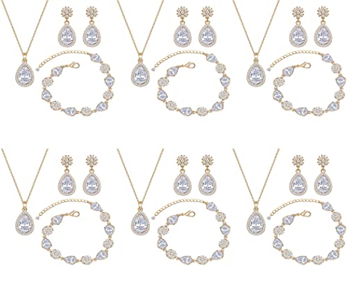 Set de collar y aretes de plata para bodas y fiestas con pulsera de cristal de mujer