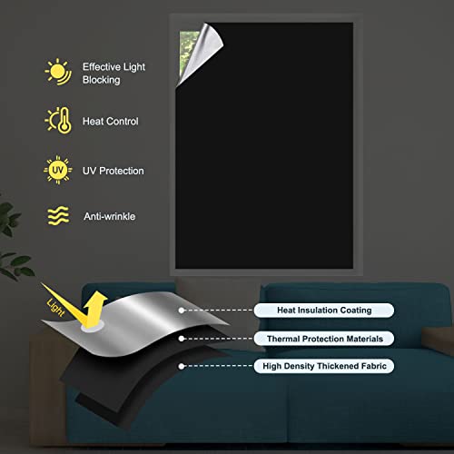 Obdeco Portable Blackout Curtains 94" X 57" Travel Blackout Curtains, 16 Suction Cups And 16 Hook & Loop Tabs Easy To Stick On, Fits Any Size & Shape, 100% Temporary Blackout Shades For Windows #TOP3