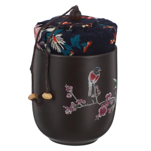 FRCOLOR 紫砂陶瓷茶葉罐 密封防湿フードコンテナ レトロデザイン キッチン用コーヒー豆 キャンディー 保存容器