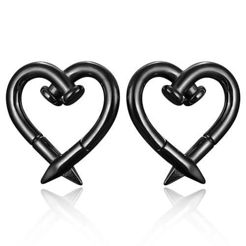 Casvort 2PCS Hypoallergenic Black Heart Spike Ear Weights 316 Stainless Steel Ear Hangers 4g Gauges Plugs Tunnels Ear Expander Stretchers Fashion Piercing Body Jewelry