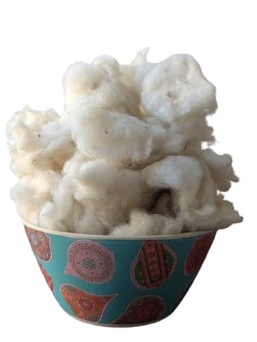 Kondoos 8oz Natural raw Washed Wool noil Stuffing Needle Felting core Sheep Wool w/Debris, Premium Short Fiber Fill for Arts and Crafts, Cream White, Bulk