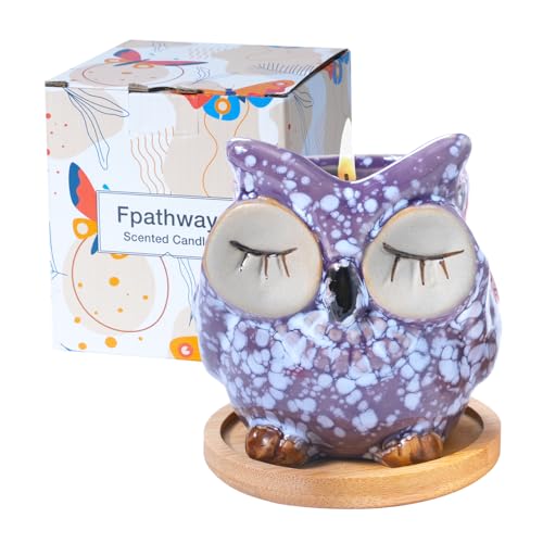 Fpathway Enchanting Owl Scented Candle Gifts for Her: Luxurious Aromatherapy Candles, Unique Birthday Gifts for Women, Relaxing Ladies Presents - Ideal for Wife, Mother, Best Friends (Lavender)