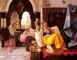 Peinture à l'huile inspirante de xBlas Olleras y Quintana, évadez-vous avec A Harem Scene 30x36