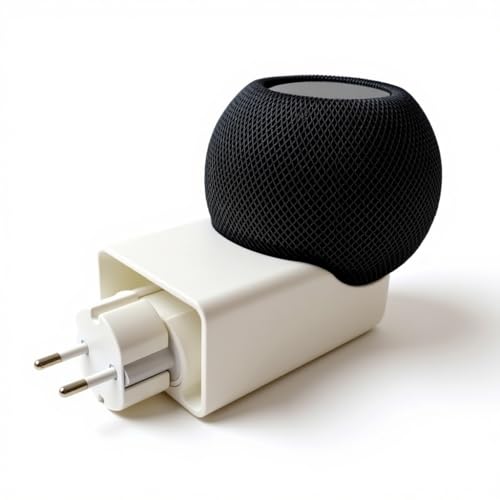 edaltec® HomePod Mini Halterung V1 | Steckdosenhalter ohne Bohren | Ständerhalter & Wandhalterung mit Kabel-Management | Zubehör für HomePod Mini | Adapter Steckdose | Lautsprecherhalterung | Weiß