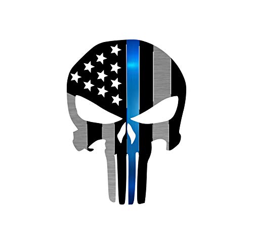 Amazon Crazy 🔥 Deals Punisher Symbol Steel Laser Cut Wall Art with an American Flag Pattern and Thin Blue Line 24"