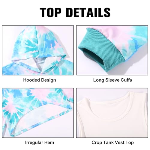 Zupora Girls 3 Piece Outfits Long Sleeve Hoodie Sweatshirt Crop Tank Sweatpants Set Athletic Sports Dance School 6-142