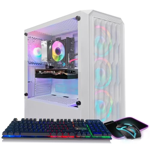 STGAubron Gaming PC Desktop, AMD Ryzen 5 2600 up to 3.9GHz, Radeon RX 580 16G, 16G DDR4, 512G SSD, WiFi 6, BT 5.0, RGB Fan x 4, Windows 11 Home