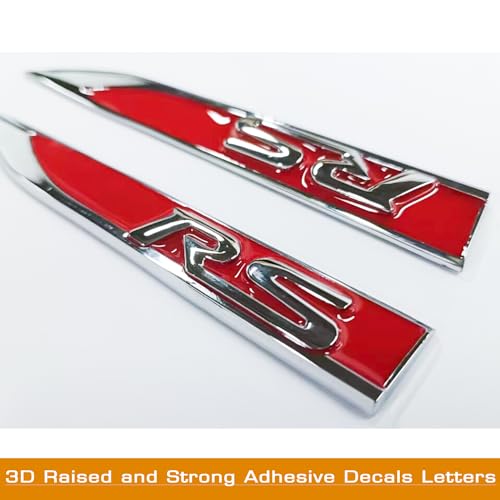 Image of 3D Raised RS Side Fender Emblem Metal Right & Left with Adhesive Backing Fits for Camaro Series Automotive Decoration(Red)