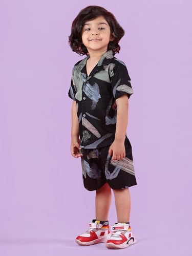 Image of POLKA TOTS Cotton Half Sleeves Shirt With Shorts, All Over Print Cord Set for Baby Boy Kids