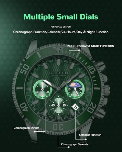 Montre chronographe homme SOLLEN acier analogique classique étanche