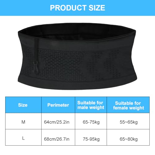 AOOSU Multifunktionale Verdeckte Hüfttasche aus Strick, Atmungsaktive Laufgürtel Universeller Running Belt mit Schlüsselclip, Lauftasche für Handy, Schlüssel, Karten, für Joggen, Radfahren,Fitness (M)
