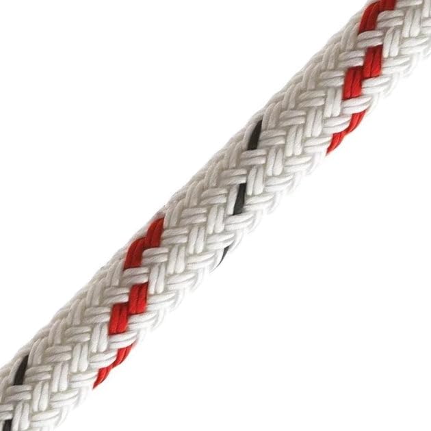 Marlow Doublebraid 1/2in (12mm) - Cut Lengths White with Red Fleck 1/2in (12mm) 70ft Piece