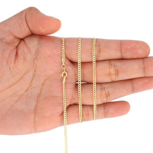 Nuragold 14k Real Yellow Gold Solid Cuban Curb Link 2mm Chain Necklace (16"-28") Italian Jewelry for Men & Women4