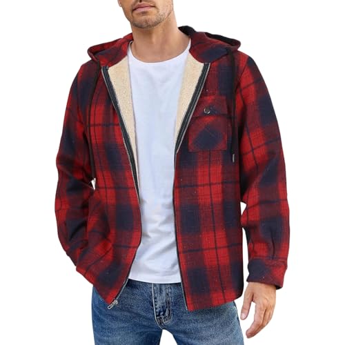 Men Winter Jacket Thicken Big and Tall Plush Zip Up Sherpa Warm Long Sleeve Hunting Fleece Lined Vintage Outerwear