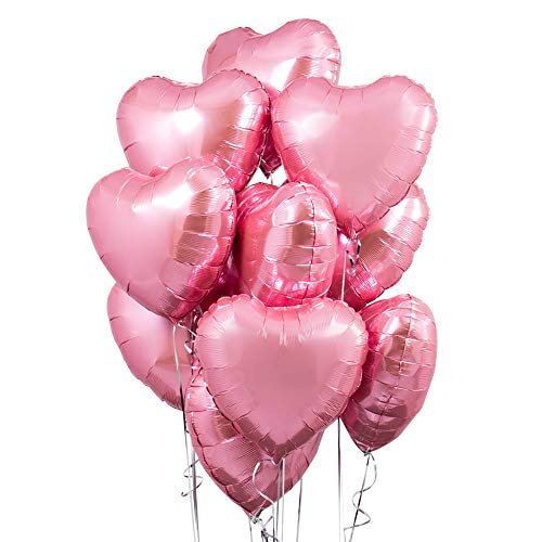 Image of KatchOn, Pink Heart Balloons -18 Inch, Pack of 10 | Heart Shaped Balloons for Pride Decorations, Light Pink Pride Month Decorations | Baby Shower Decorations Birthday Decorations