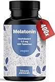 Melatonin Tabletten - 400 Stück mit 0,5mg Melatonin pro Tablette, hochdosiert - vegan und produziert in Deutschland - Verpackung kann variieren