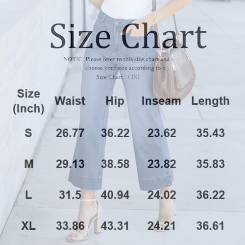 Wide Leg Jeans Woman High Waisted Cropped Straight Leg Stretchy Jeans Casual Loose Petite Denim Pants with Pockets3