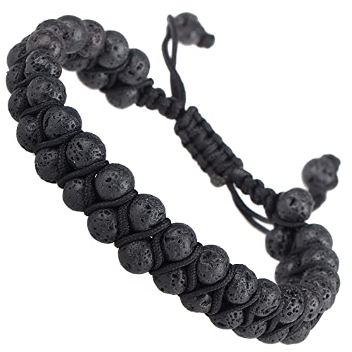 MASSIVE BEADS Double Layer Natural Chakra Healing Power Crystals Macrame Bracelet Yoga Stone Beads Gemstone Meditation Relax Anxiety Bangle for Unisex Women Men