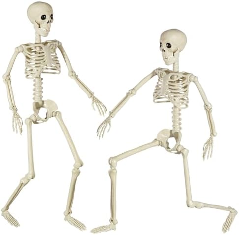 41K5zFqOMnL._AC_ XONOR Halloween Skeleton Full Body Joints Skeletons 90cm Human Skeleton Decorations for Halloween Party Haunted House Supplies (90cm)