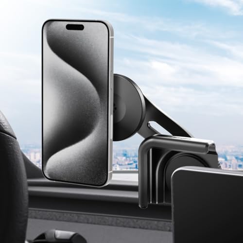 Image of Spigen TapLock Adhesive-Free MagSafe Tesla Phone Mount for Tesla Model Y | For Model Y /3 /S /X /Juniper - For iPhones with MagSafe & Galaxy phones with MagSafe cases & Pixel phones with Pixelsnap