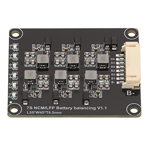 Placa ecualizadora activa para baterías LFP de 7 celdas con corriente de balanceo de 1,2 A, transferencia inductiva de energía y MOS de ultra baja resistencia interna para igualación de voltaje en configuración 7S miniatura 7