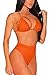 KAKALOT Women's Sexy Mesh Splice Long Sleeve High Neck Bikini Swimsuit