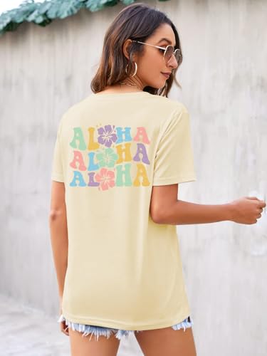 Hawaiian Shirt for Women Hawaii Family Vacation Graphic T-Shirt Summer Trip Vintage Tee Floral Tropical