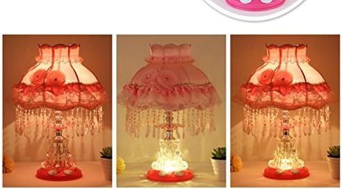 Miniatura 4 de Tiffany Estilo Dimmable Niño Lámpara de Mesa Victoriana Jeweled Lámpara de Escritorio Floral Tela Art+Resina (Rojo)