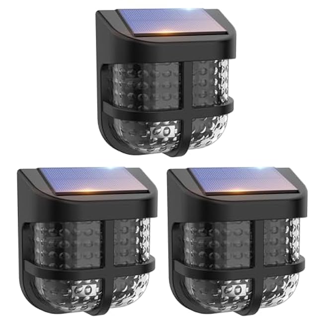 Energetic Solar Powered Garden Lights with Dusk to Dawn Sensors, Magnetic Solar Lights Outdoor, Waterproof, 3000K Warm White, LED Fence Lighting for Planter Raised Beds, FCC, Black, 3 Pack